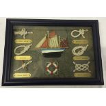 Framed and glazed Naval display of navy knots.