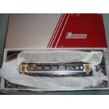 A Lemaco AST115 Swiss Outline HOm Gauge hand built brass Bar coach in MOB Superpanoramic livery. E