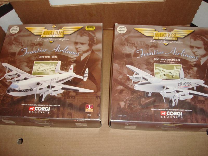 A pair of Corgi Aviation Archive diecast planes comprising an Avro York in BOAC livery and an Avro