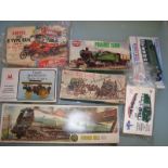 A group of vintage plastic kits by Airfix, Paramount and others.  All unassembled, except Airfix