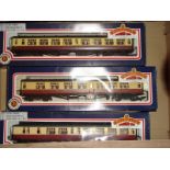 A group of Bachmann Bulleid coaches in BR crimson/cream livery.  VG-E in G-VG boxes. (3)