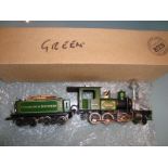 An ETS O Gauge 2-6-0 2 rail steam locomotive in Colorado and Southern green livery, numbered 173,