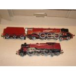 A pair of Hornby Dublo 3 rail repainted locos comprising a Duchess loco and tender and a tank loco.