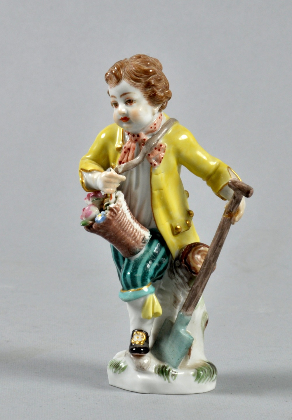 A Meissen figure of a young gardener, a/f, 4.75"h.