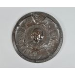 A late 19c exhibition of Chicago circular cast bronzed metal plaque of Christopher Columbus