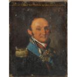 Unsigned - a portrait of General Comte Platoff, gilt script indicates that General Platoff gifted
