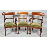 A set of six William IV style mahogany dining chairs with deep shaped top rails and single moulded