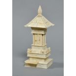 A Japanese carved ivory temple shrine, 10.25"h.