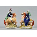 A pair of Staffordshire equestrian figures, Louis Napoleon and Empress of France, both well