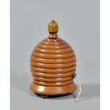 A 19c boxwood beehive string box, 4.75"h.