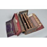 A late 19c doctors or apothecary's travelling chemical chest containing phials and bottles of