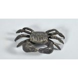 An Oriental patinated bronze figure of a crab, 4"w.