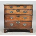 A George III coromandel veneered chest of four long graduated drawers, on bracket feet, 32"w, 32"h.