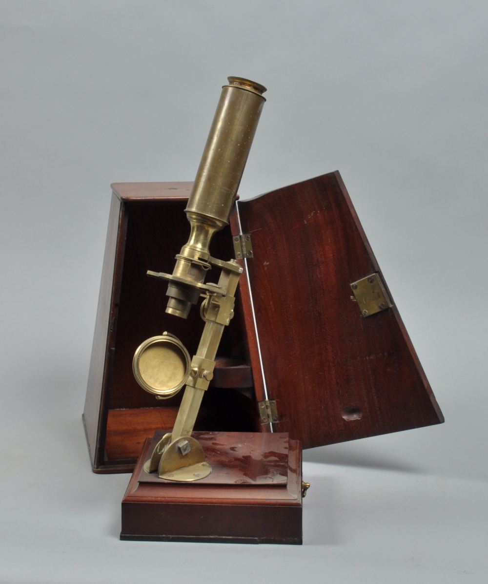 A late 18c microscope by George Adams The Younger of 60 Fleet Street, London. This double microscope