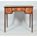 A Regency mahogany side table with one central drawer over kneehole flanked by two deep short