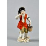 A Meissen figure of a young grape harvester, a/f, 6"h.