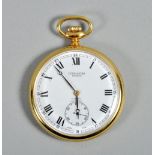 A gold plated pocket watch by Courlander of Richmond, the face includes a sub-seconds dial, the case