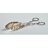 A pair of 20c Norwegian sterling silver serving tongs, makers mark for Thomas Marthinsen, 6.5"l.