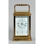 A late 20c French carriage clock by Epee. The two train movement strikes and repeats on a gong and
