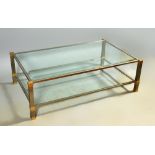 A French Pierrre Vandel two tier glass topped coffee table wtih chromium frame, 15.5"w, 30"deep.