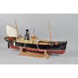 A model trawler , steam powered, manufactured by Marten, Howes & Baylis, 48"w.