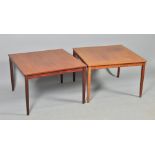 A pair of 1960's Danish Tingstroms teak square low tables, 27"square.