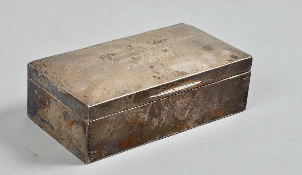 A presentation cigarette box , this box was presented by Dame Joan Sutherland to the Royal Opera