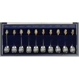 A boxed set of commemorative spoons entitled 'The American Royal Family 1607/1776', the ten spoons