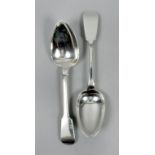 A pair of Irish Fiddle pattern table spoons, Dublin 1779, 4.8oz, 9"l.
