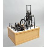 A model steam table engine of mid 19c design, 12"h.