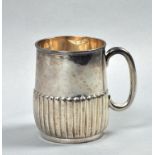 A late Victorian half pint tankard , half lobed and with ribbed upper rim, Sheffield 1896, 3.75"h.