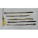 A collection of five presentation rowing oars, Eiselworth Regatta 1848, Mortlake & Barnes Amateur