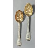 A pair of mid Victorian small berry spoons, London 1862, 5.5"l.