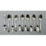 A collection of George III cutlery comprising of twelve dessert forks 6.5"l, twelve dessert spoons