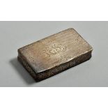 A 19c Continental table snuff box, with engine turned decoration, foliate scrollwork border and