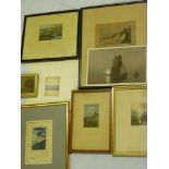Eight mainly coloured engravings, all signed Claude Rowbotham in varying sizes including Falmouth