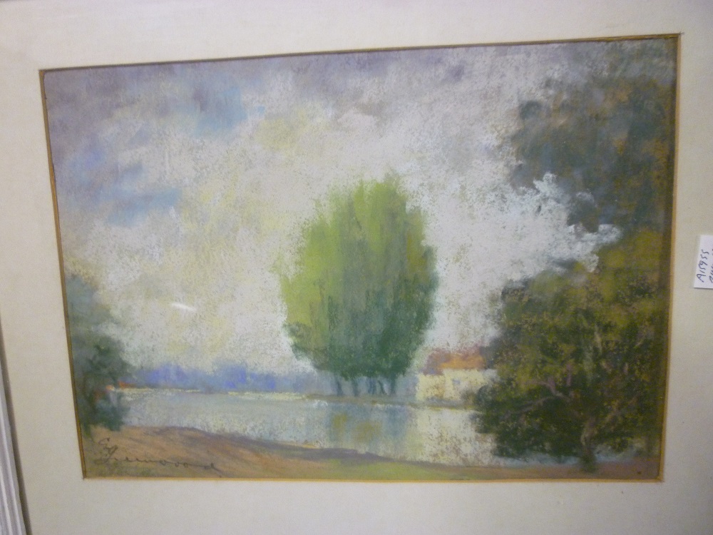 G**Greenwood - pastel River scene, signed 6½" x 9½"