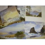 A Folio of unframed watercolours together with numerous pages of watercolour studies - North