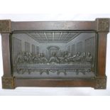 A Coalbrookdale iron rectangular plaque depicting The Lords Supper scene with text 14½" x 26" in