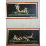 Gallo Giovanni - watercolours "Pompeii Chariot" - two humorous studies, 3½" x 6½" (a pair - framed