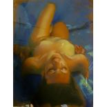 Artist unknown - pastel A study of a sleeping nude female   21" x 17"
