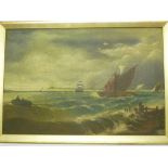 H**Grant - oil on canvas Shipping off the coast, signed and inscribed Bath 1907, 13½" x 20"