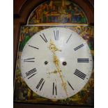 A 19th century longcase clock with 14" painted arched dial by **Lanark decorated with scenes of "