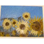 John Moore - oil on board "Sunflowers" signed, labelled to verso, dated 1962, 18" x 25"