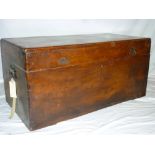 An old Eastern plain camphor wood rectangular trunk with hinged lid