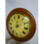 A 19th century Black Forest-style post alarm wall clock with painted circular dial in polished