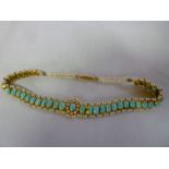 An Indian collarette necklace set turquoise and seed pearls