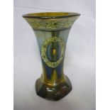 An Art Deco German Royal Bonn china octagonal tapered vase with stylised floral decoration
