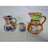 Three 19th century Mason's patent ironstone tapered jugs including octagonal jug with Chinese