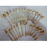 A set of Victorian silver "Queens" pattern table cutlery with scallop decoration comprising six